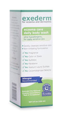Exederm Body Wash bottle highlighting ultra-hypoallergenic cleansing for sensitive skin.
