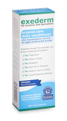 Exederm conditioner ingredients label highlights hypoallergenic, gentle formula.