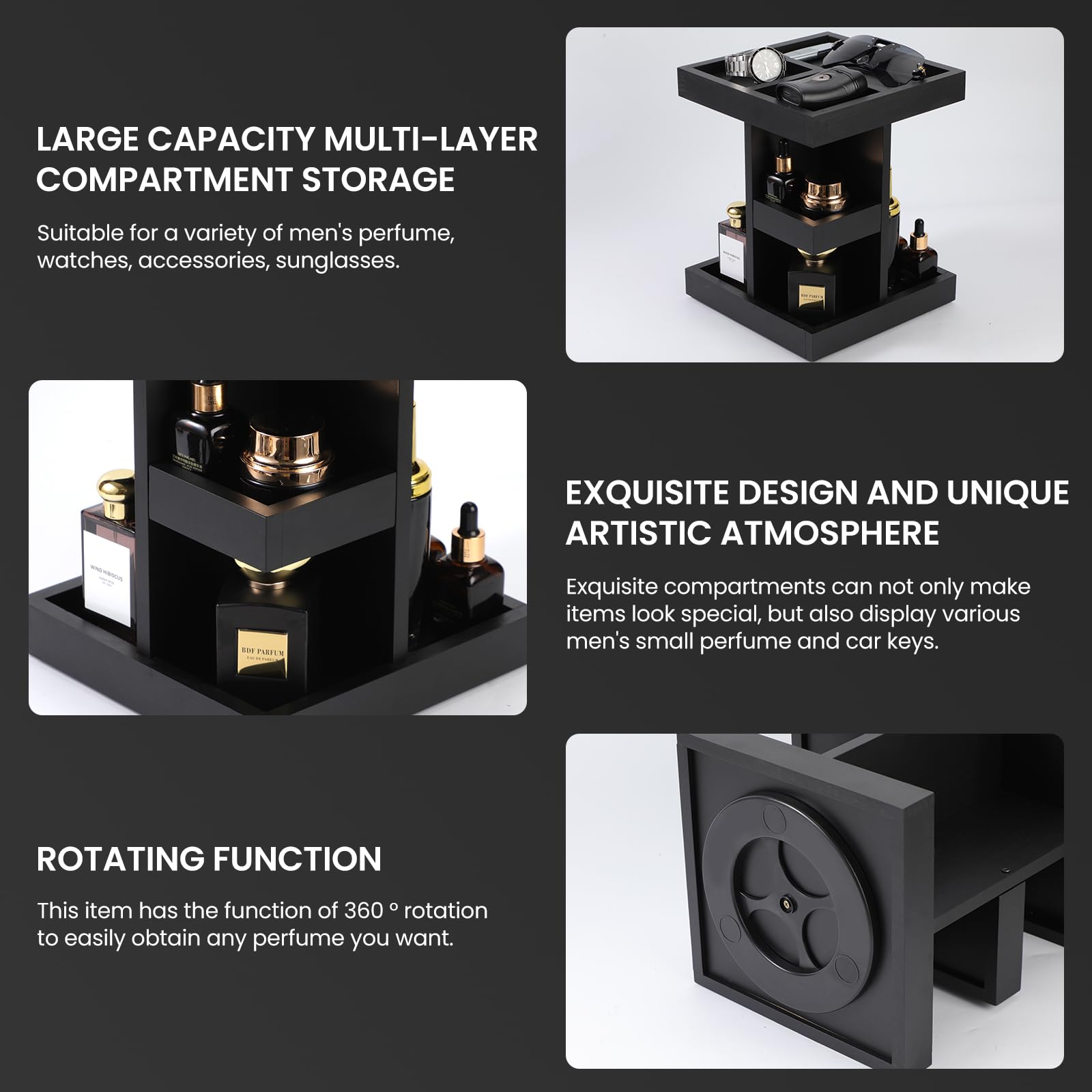 EXIN DECHEN Multi-layer Cologne Stand keeps bottles categorized and accessible.