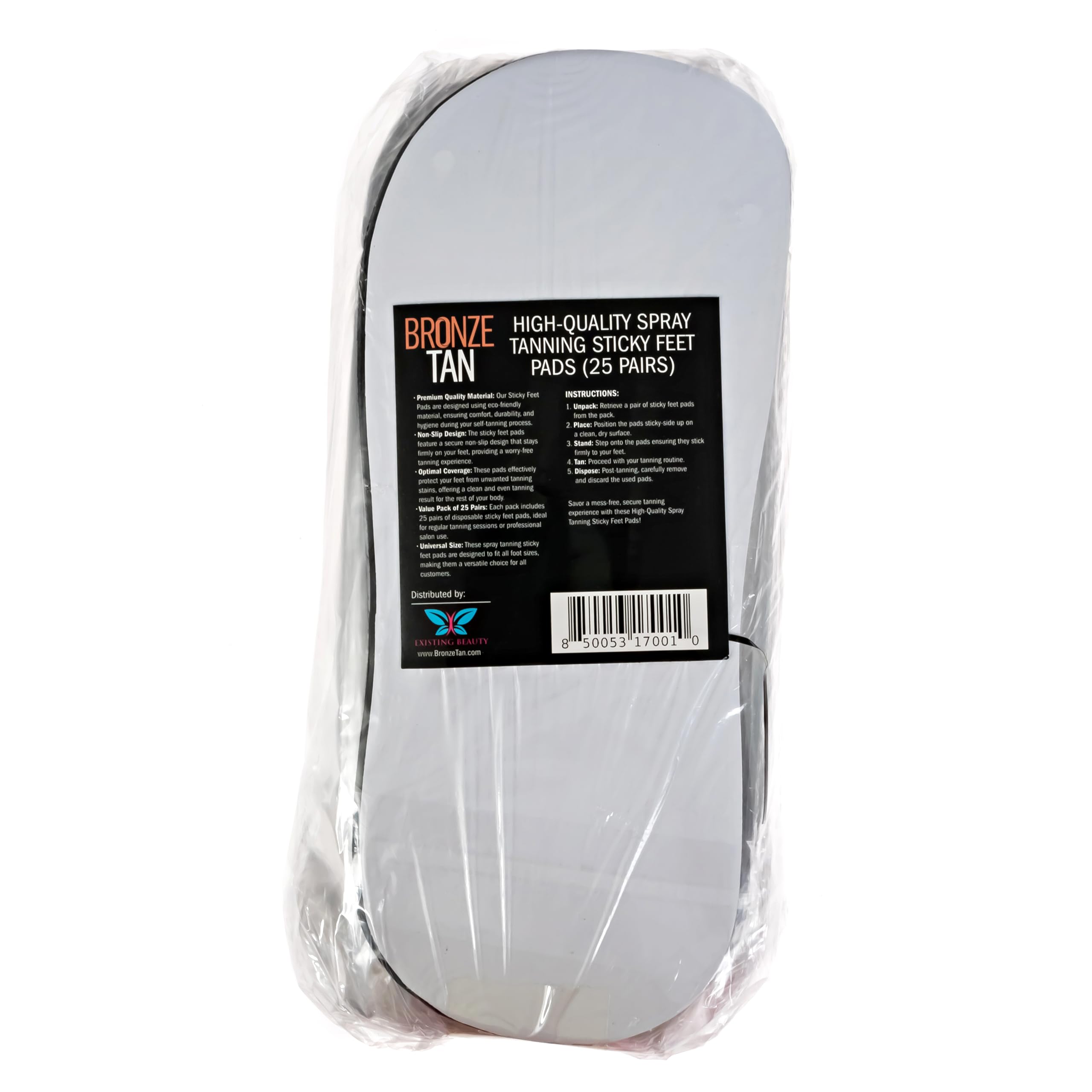 Existing Beauty Bronze Tan Sticky Pads in use during sunless tanning to prevent staining