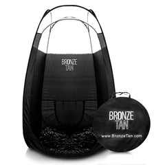 Existing Beauty pop-up spray tan tent setup enables clean, professional self-tanning sessions