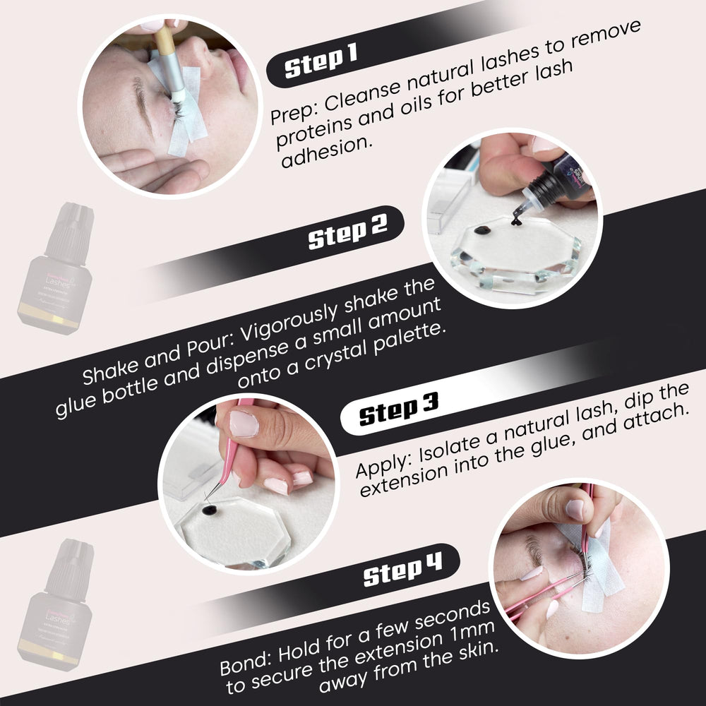 Existing Beauty professional lash glue bottle demonstrates strong bond for durable lash extensions.