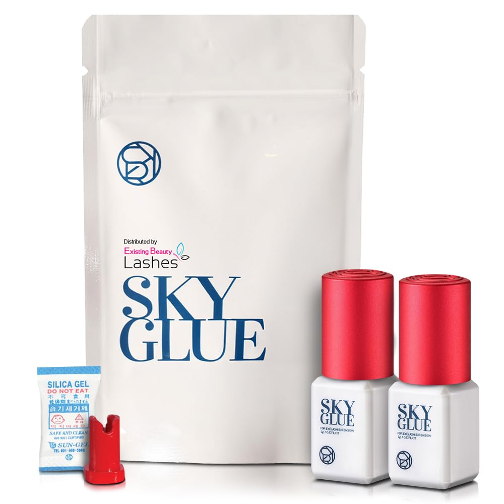 Existing Beauty Sky Glue S+ two-bottles-packaging for professional lash artists with long retention potential.