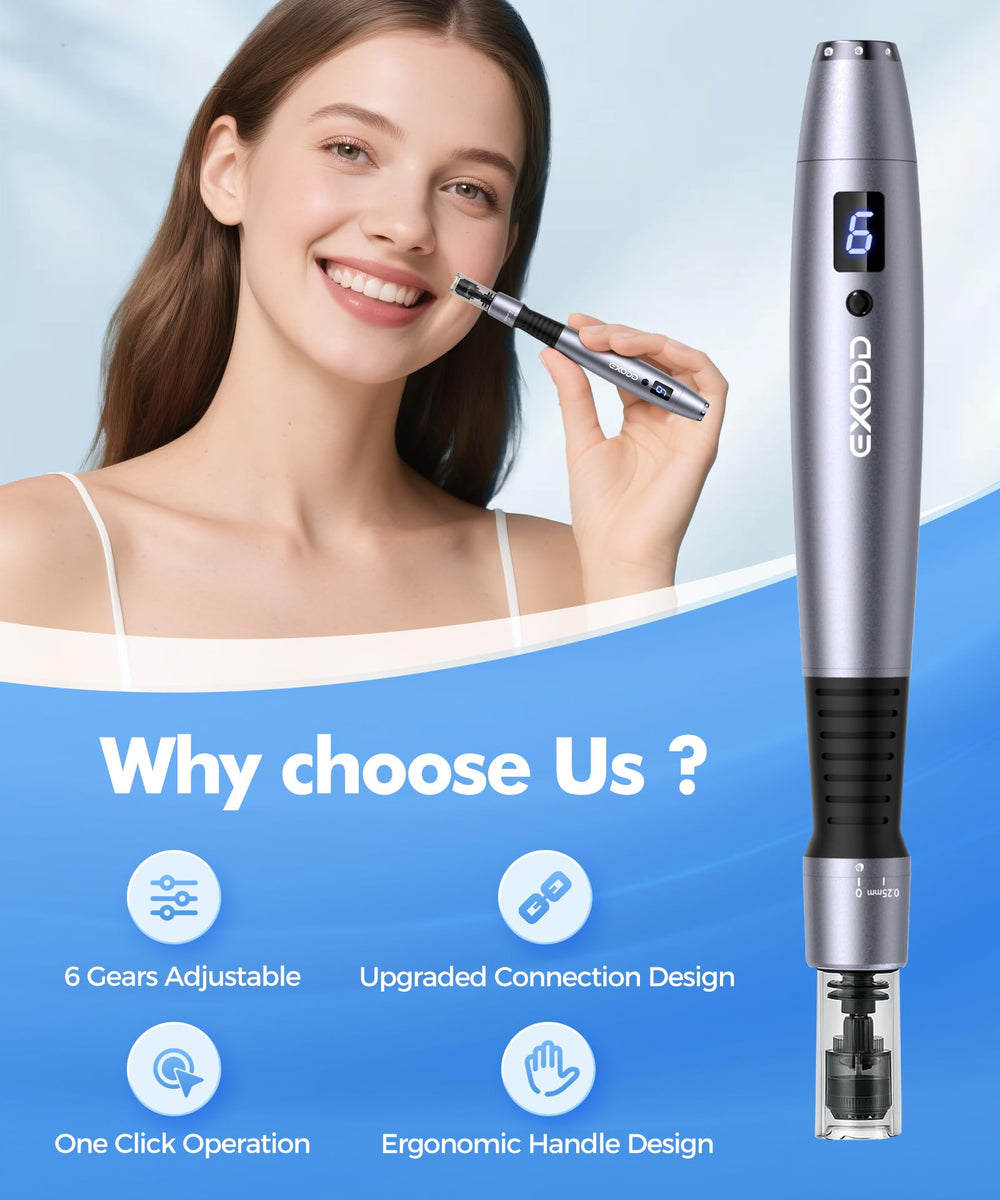 EXODD 0.25mm derma roller kit on-the-go-ready for quick touchups.