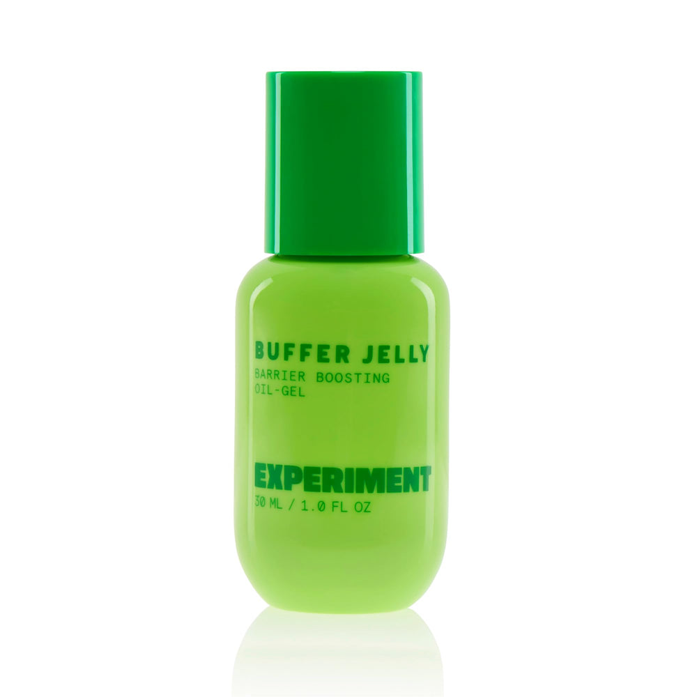 Experiment Buffer Jelly bottle pour demonstrates quick hydration for calm skin