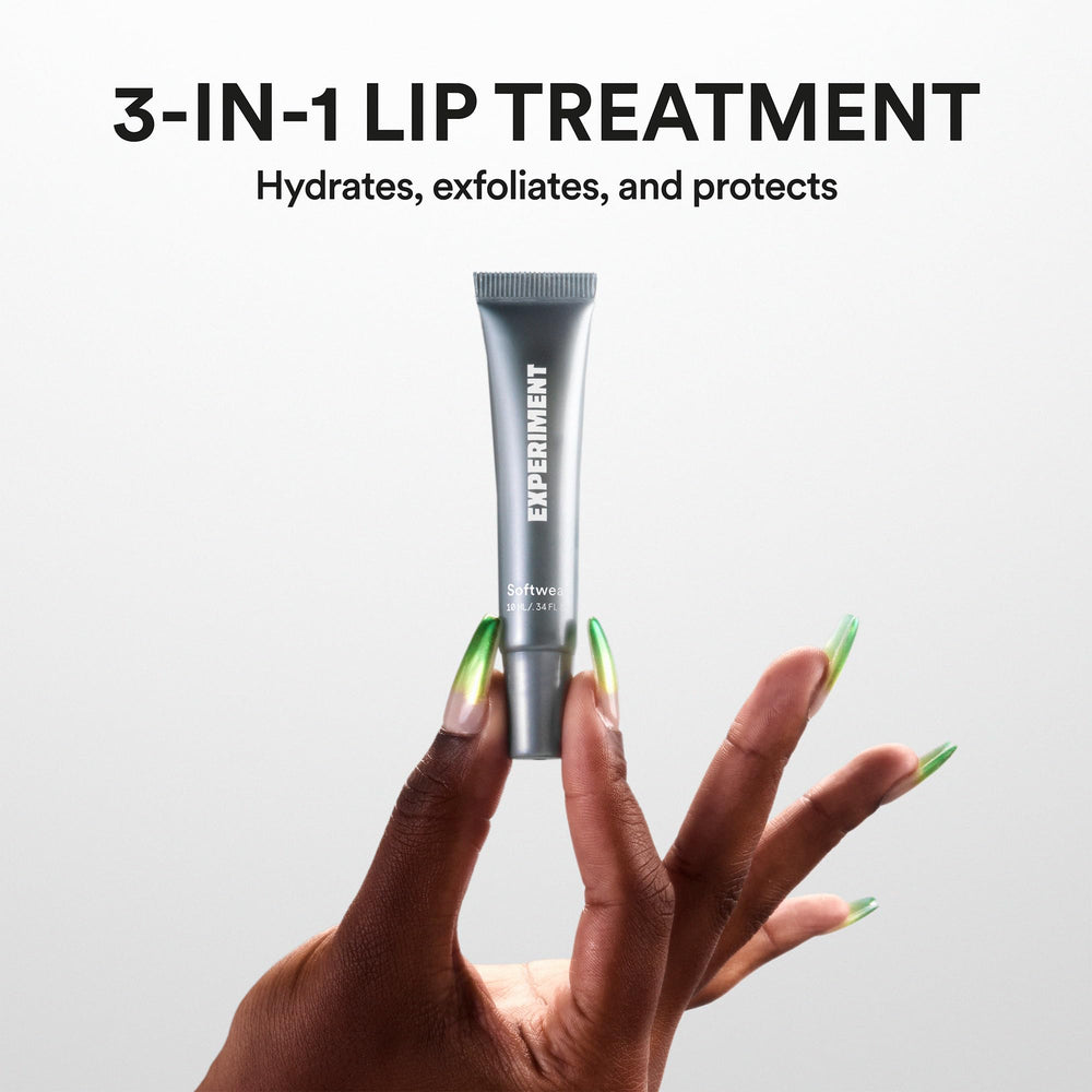 Experiment Softwear vegan lip balm packaging highlighting clean, cruelty-free formula.
