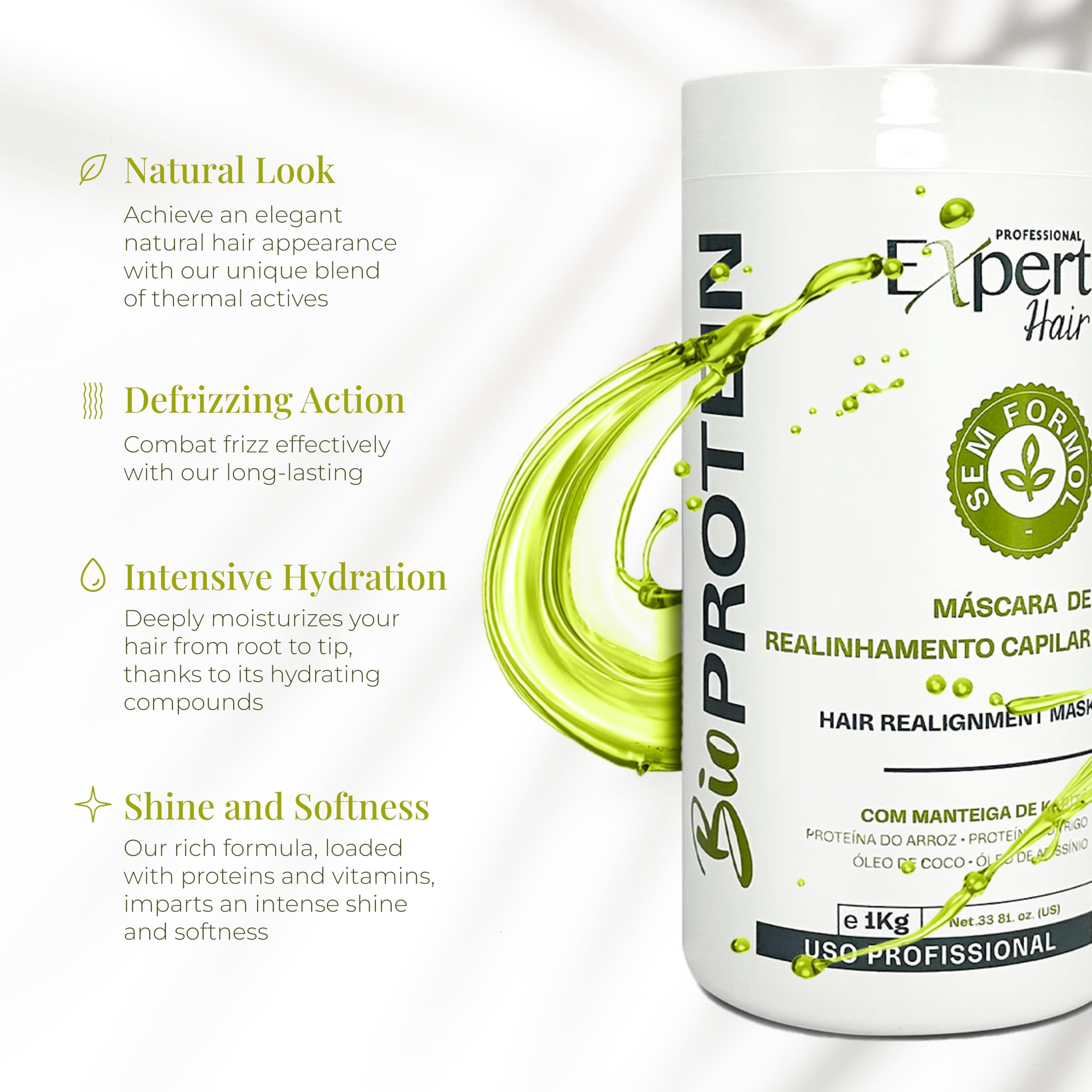 Expert Hair Bio Protein Botox hair application scene emphasizes easy steps and frizz control
