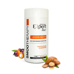 Expert Hair Keratin Smooth Botox bottle closeup shows anti-frizz formula for sleek hair