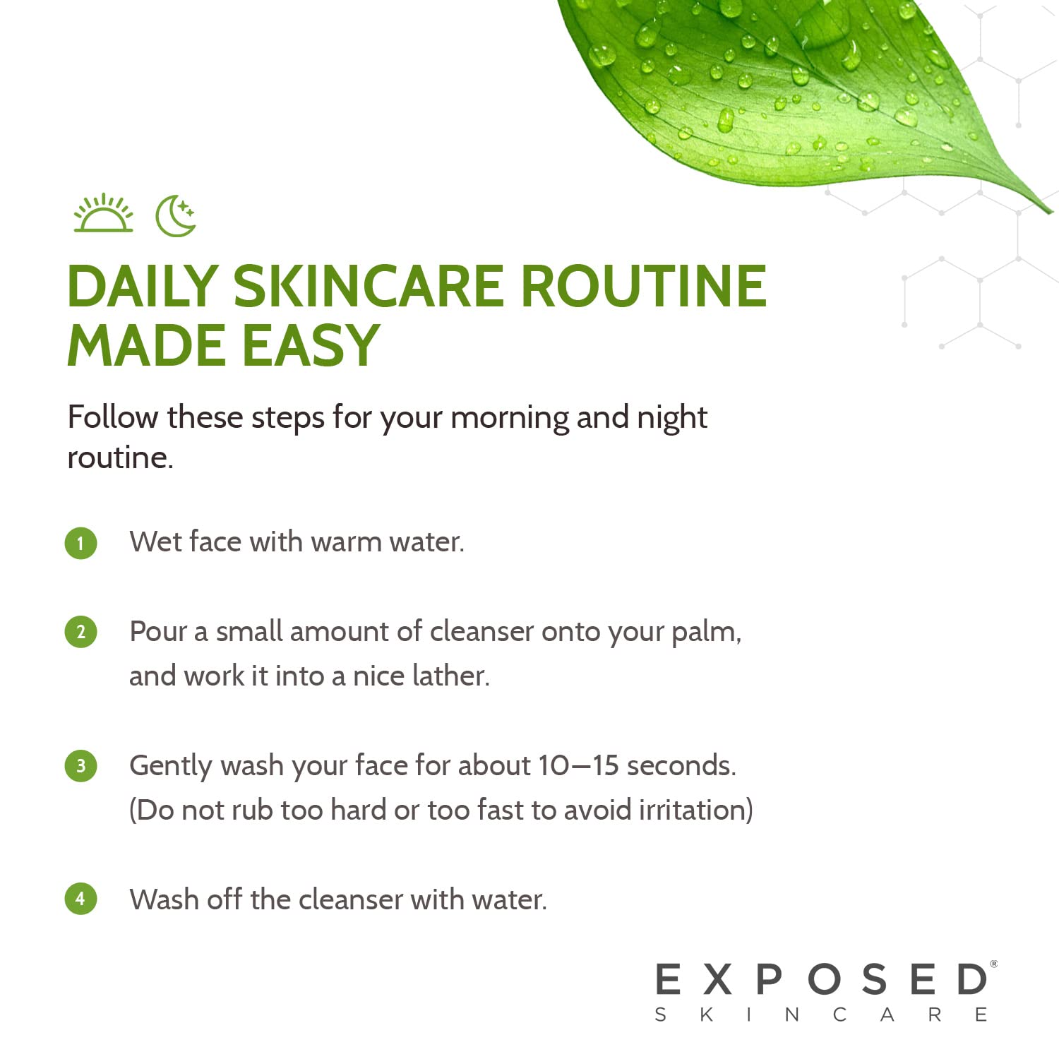 Exposed Skin Care cleanser on sink, ideal for daily routine.
