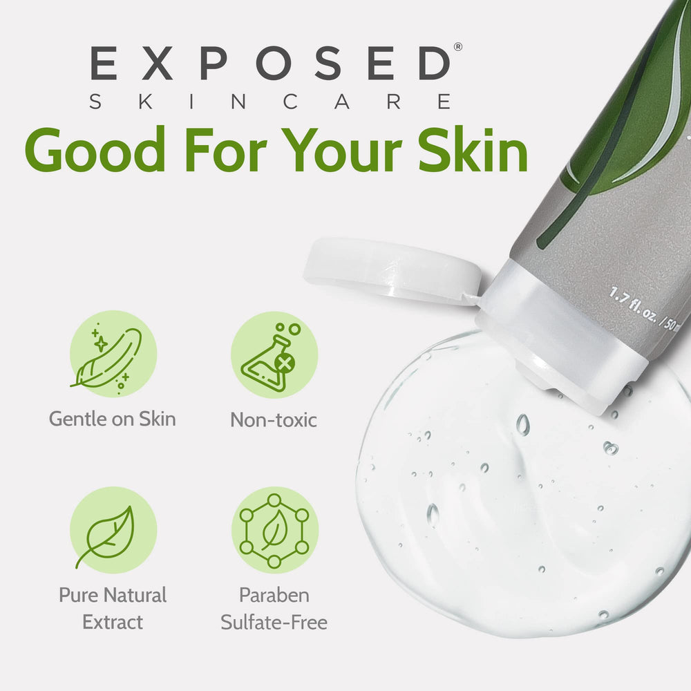 Exposed Skin Care Clear Pore Serum night routine shot suggests calming, clean skin mornings.