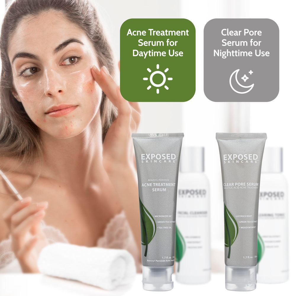 Exposed Skin Care daily-use setup suggests consistent routine