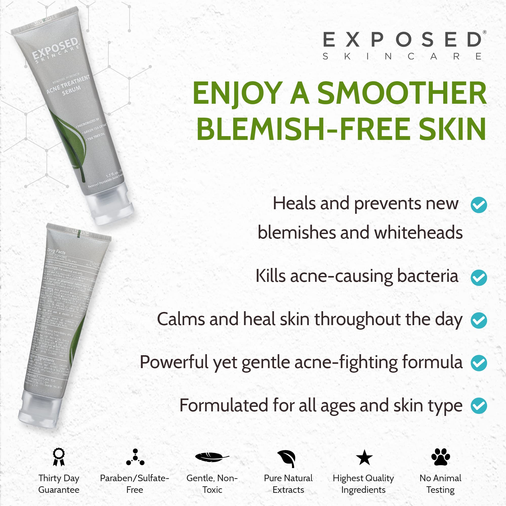 Exposed Skin Care spot treatment on pimples demonstrates fast-acting blemish relief