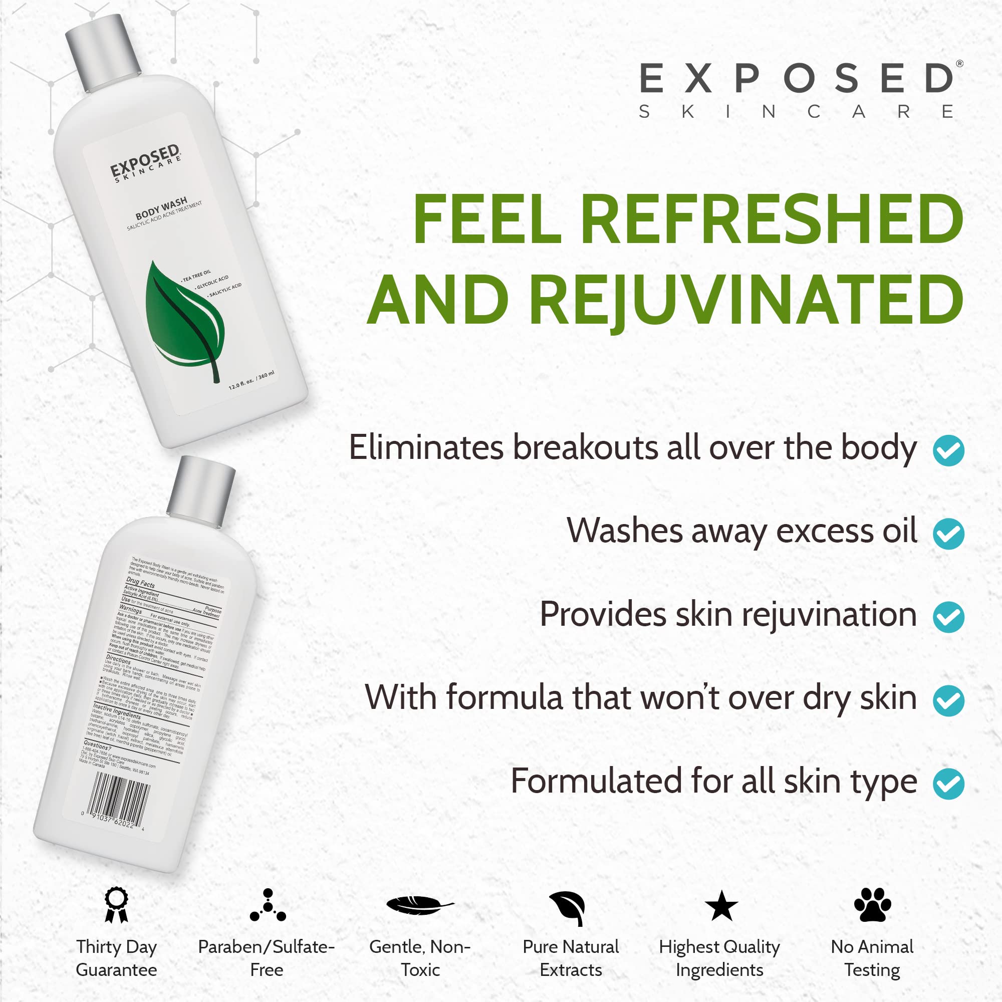 Exposed Skin Care tea-tree oil ingredient spotlight showcases natural purifying properties.