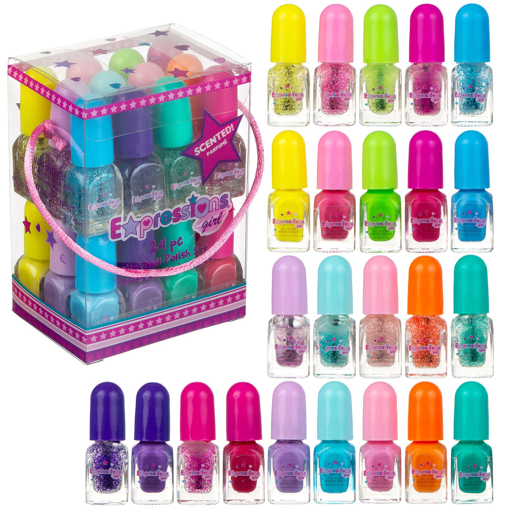 EXPRESSIONS: 24pc esmaltes fragancia en estuche, ideal para empezar manicura en casa.