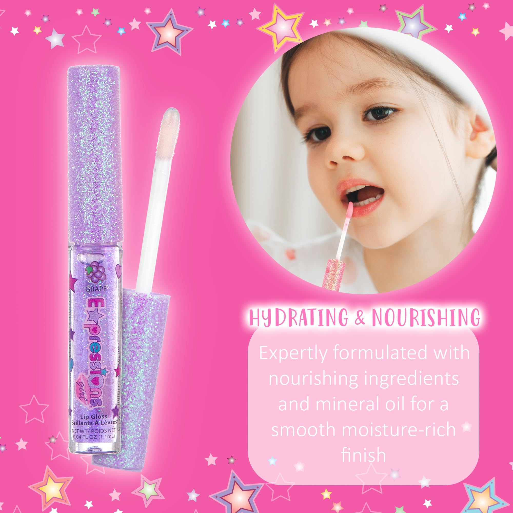 Expressions girl blueberry-blue gloss swatch perfect for cool-toned looks and shimmer.