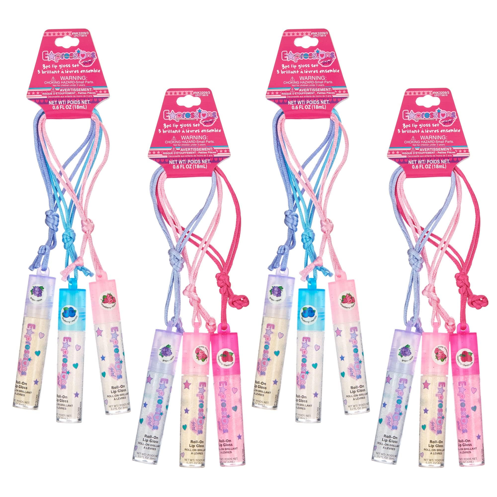 Expressions lip gloss necklace pack gift-ready bulk makes party favors easy.