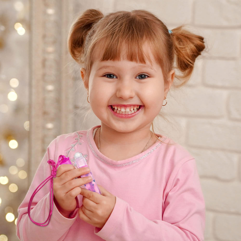 Expressions lip gloss necklace pack glitter finish adds subtle lip shine.