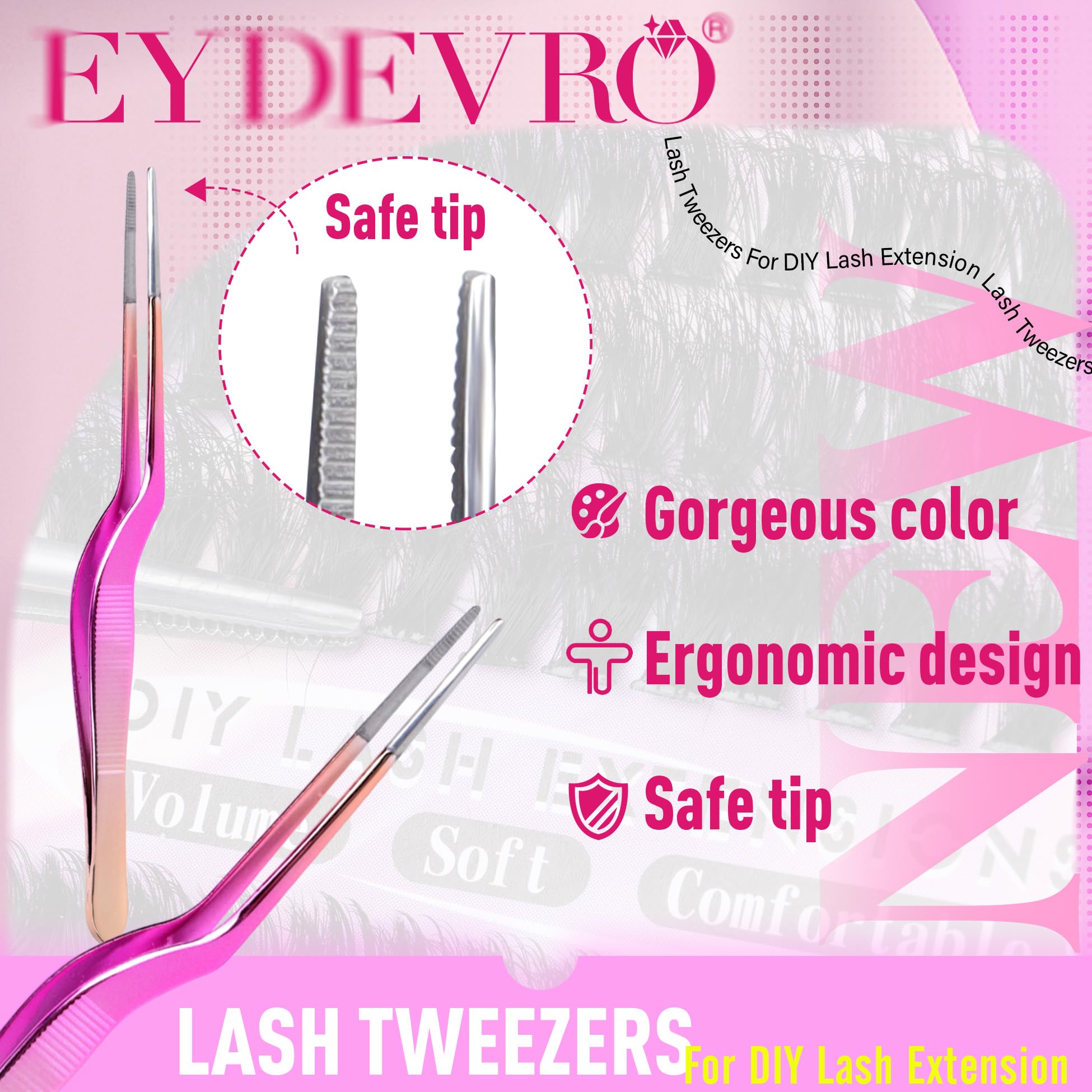 EYDEVRO cluster lashes close-up showing 200 pieces for fullness