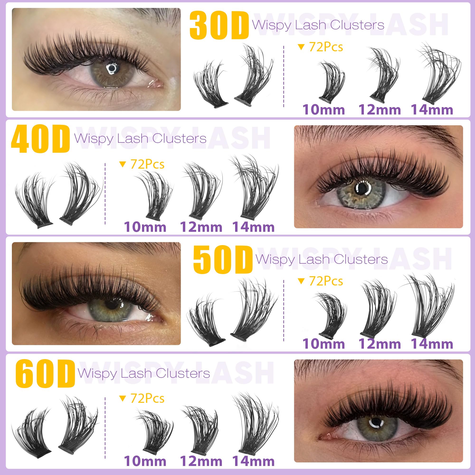 EYDEVRO lash clusters 50D60D volume build for a bolder party look.