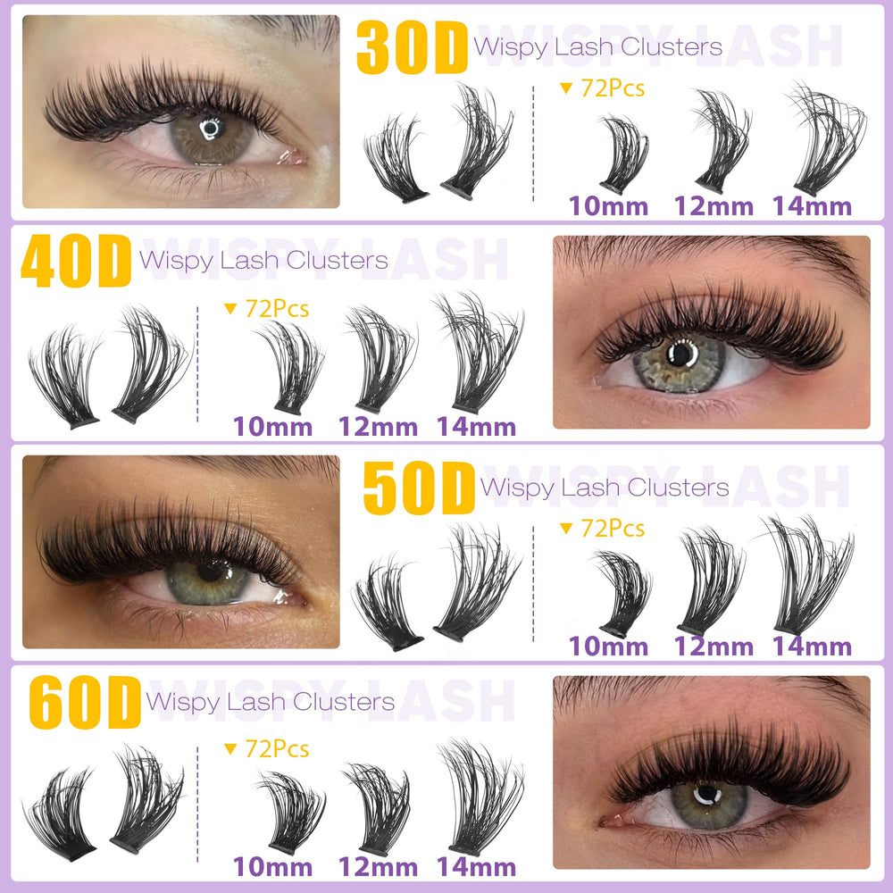 EYDEVRO lash clusters 50D60D volume build for a bolder party look.