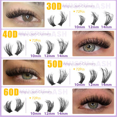 EYDEVRO lash clusters 50D60D volume build for a bolder party look.