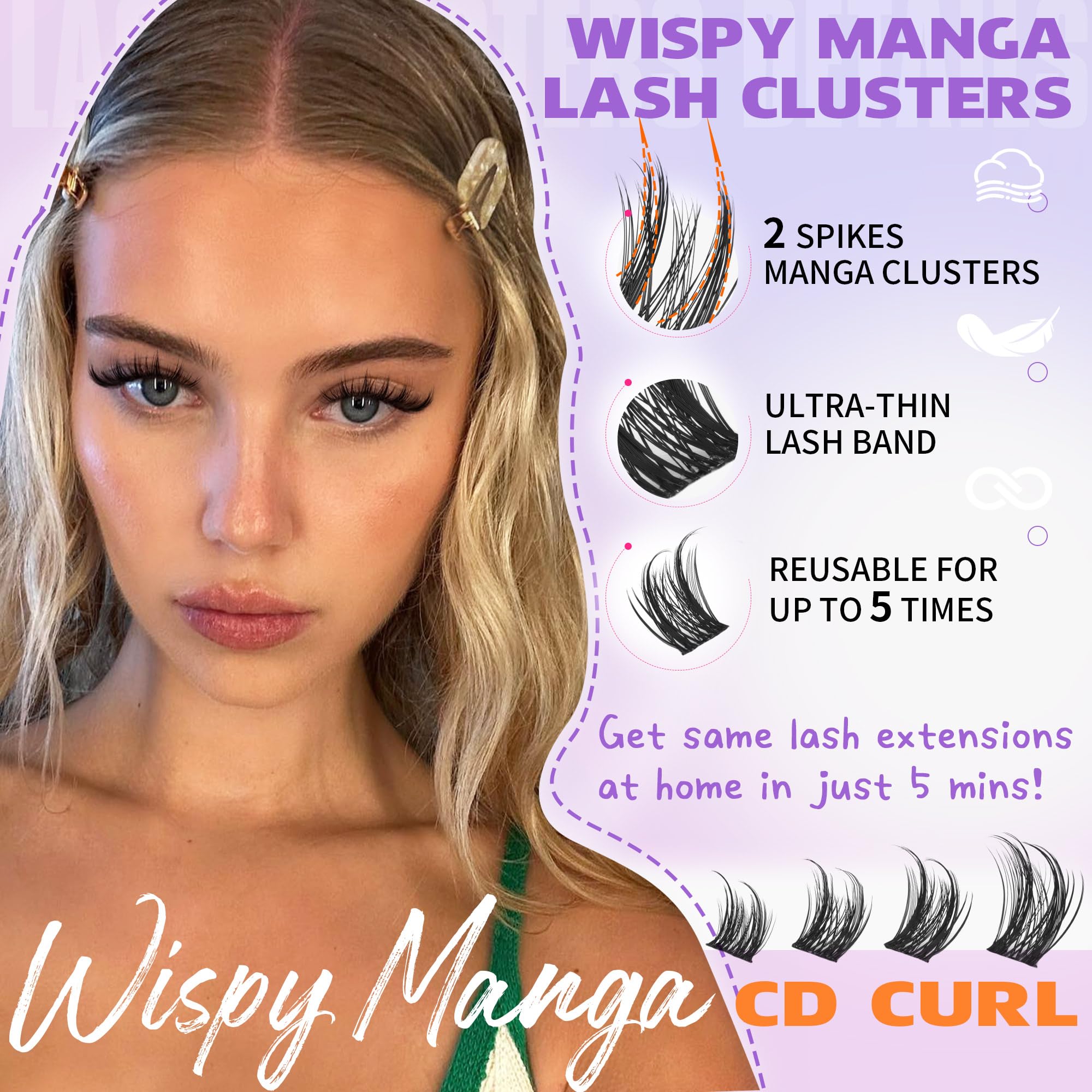 EYDEVRO Manga Lash Clusters Kit length range enables customized wispy to manga styles