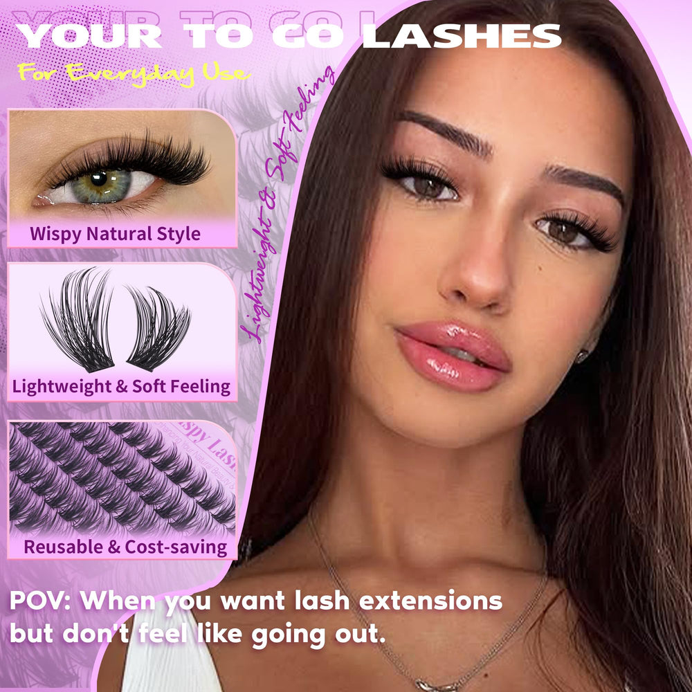 EYDEVRO Natura eyelash clusters kit visual preview showing natural flutter and seamless blend.