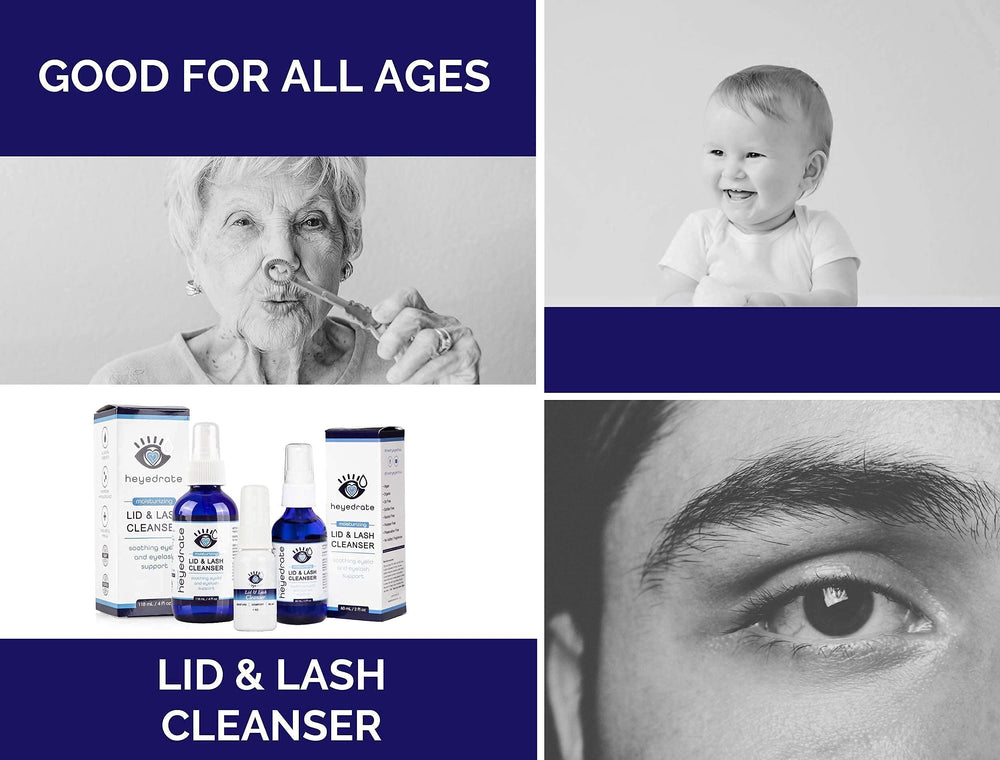 Eye Love Lid and Lash Cleanser lifestyle-shot suggests calm eyes after routine use.