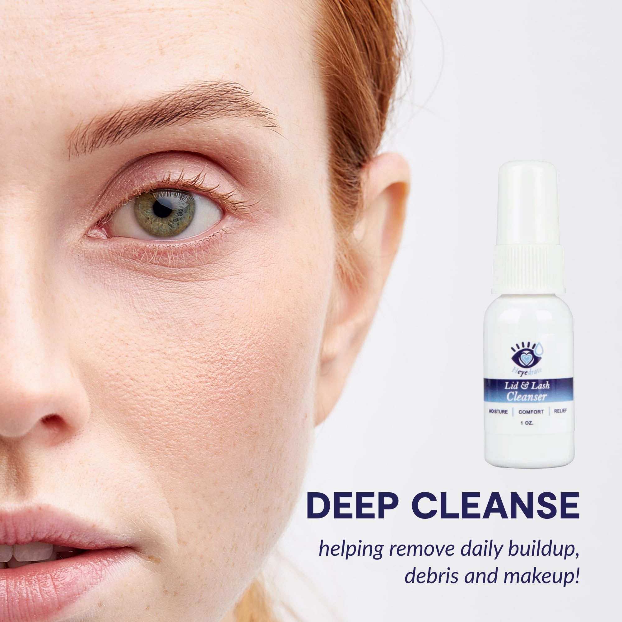 Eye Love Lid and Lash Cleanser applied along the lash line for gentle cleansing