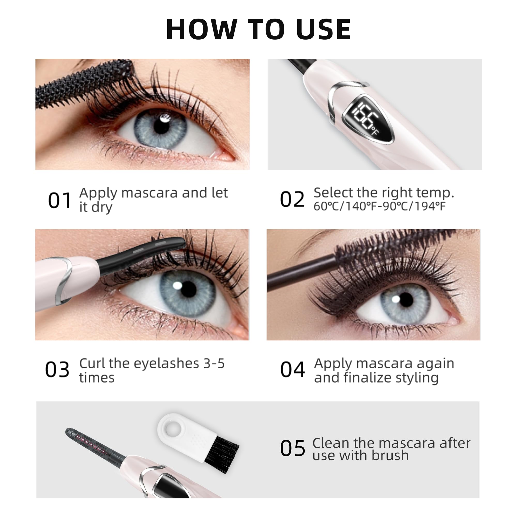 EYECURL S600 5mm tooth spacing delivers controlled lift from base to tip.