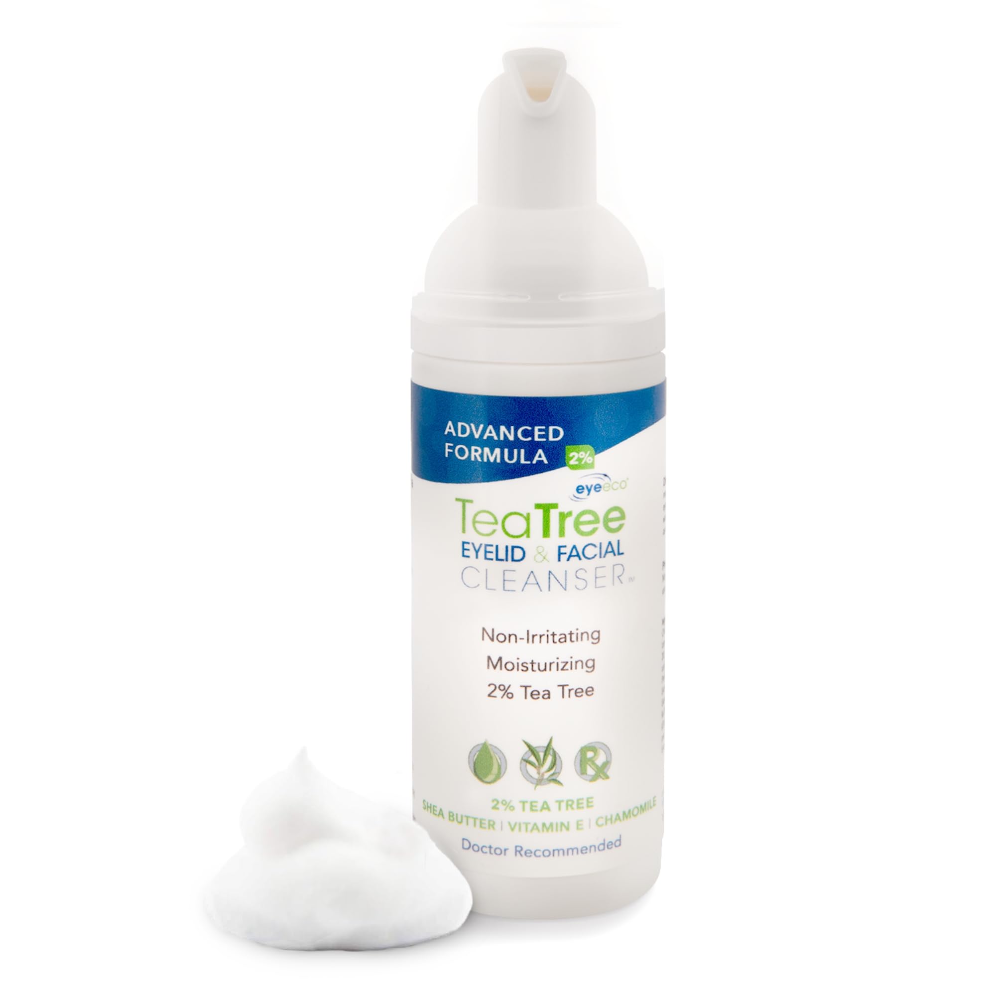 EyeEco advanced tea tree eyelid cleanser bottle front for gentle cleansing