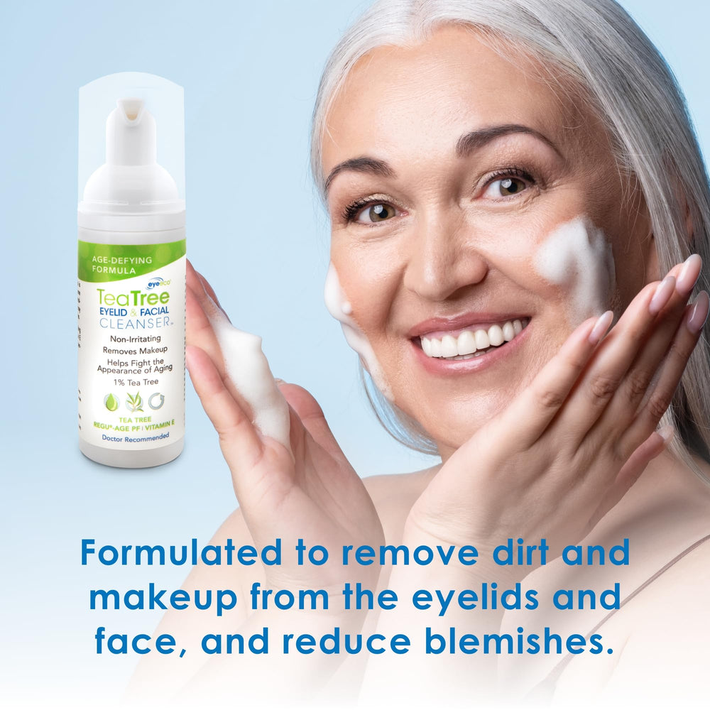 EyeEco foam texture shot highlights gentle face wash for all skin types.