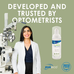 EyeEco packaging highlights tea tree and vitamin E benefits for skin