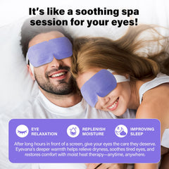 Eyevana steam eye mask in hand shows convenient on-the-go warmth for travel.