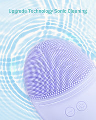 EZBASICS face scrubber in violet with induction charging for easy charging.