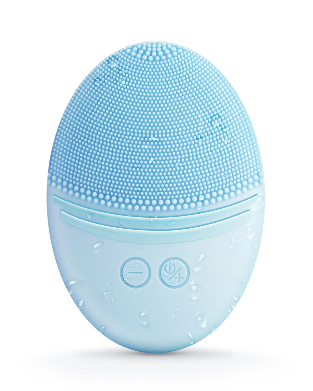EZBASICS facial cleansing brush shows a compact oval design for easy, one-handed cleansing.
