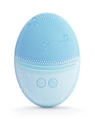 EZBASICS facial cleansing brush shows a compact oval design for easy, one-handed cleansing.