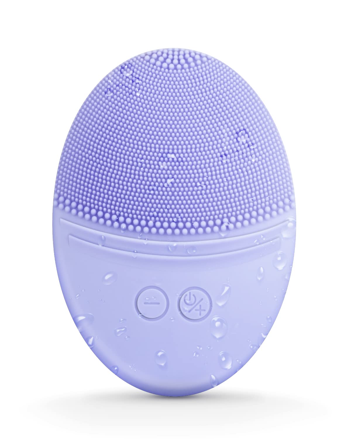 EZBASICS facial cleansing brush in violet shows soft silicone texture for gentle cleansing.