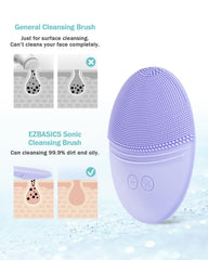 EZBASICS sonic vibrating brush in violet for deep cleansing and gentle massage in shower.