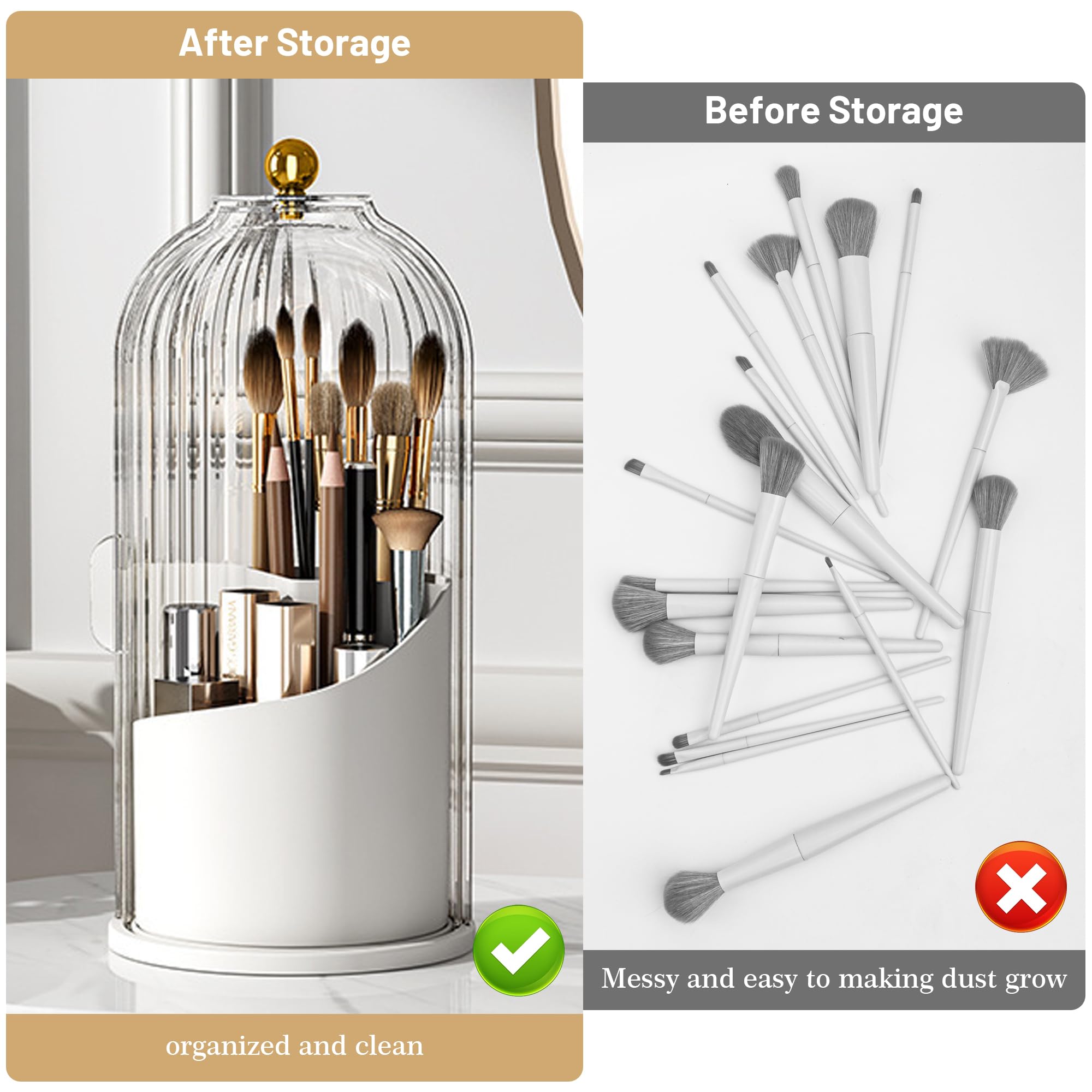 Ezebesta holder with different heights fits all brush sizes neatly