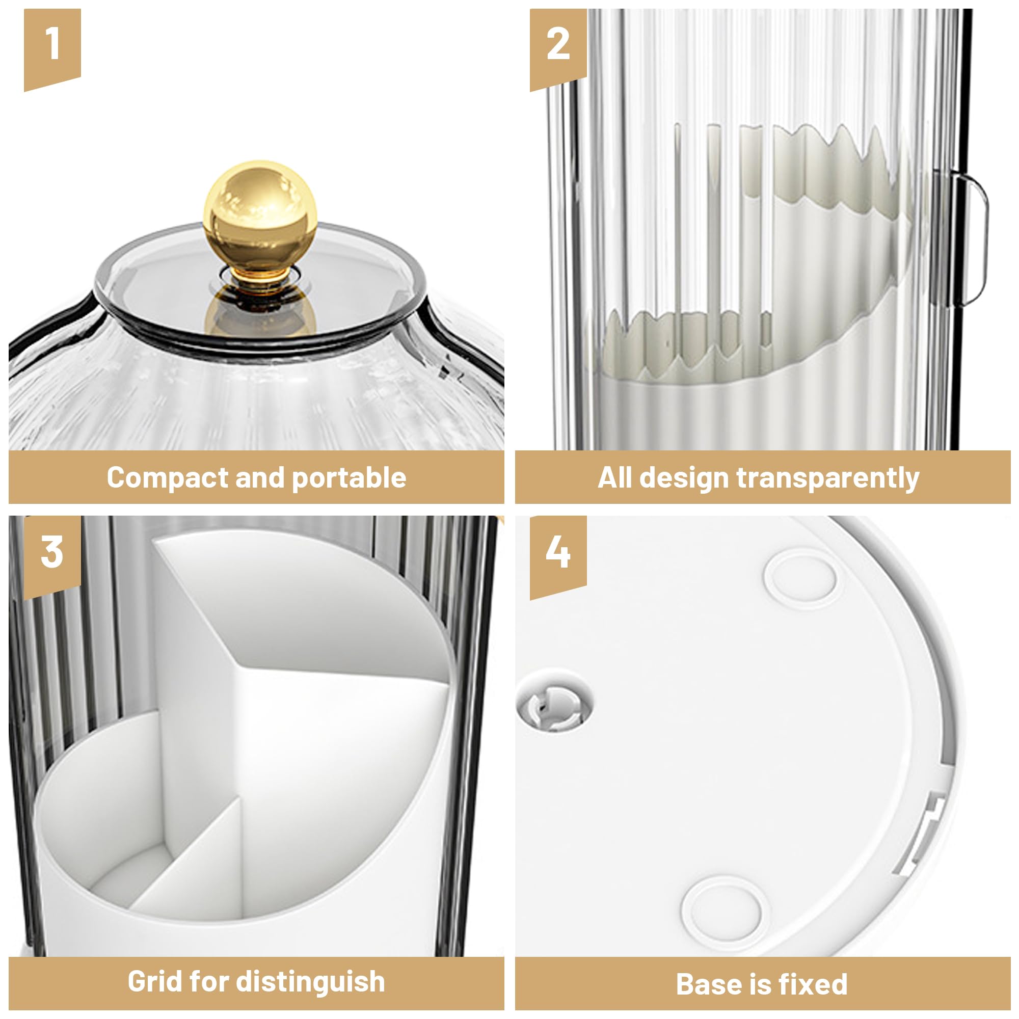 Ezebesta makeup brush holder sits neatly on a vanity desk