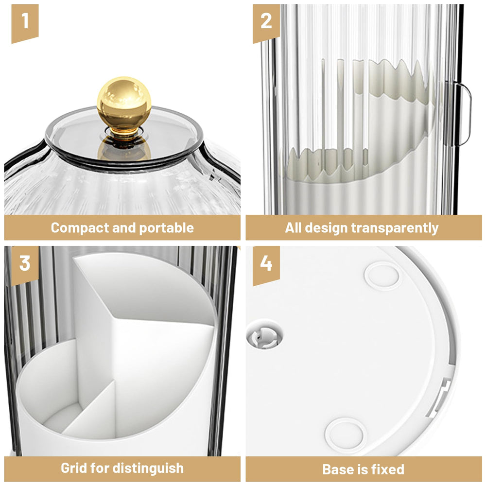 Ezebesta makeup brush holder sits neatly on a vanity desk