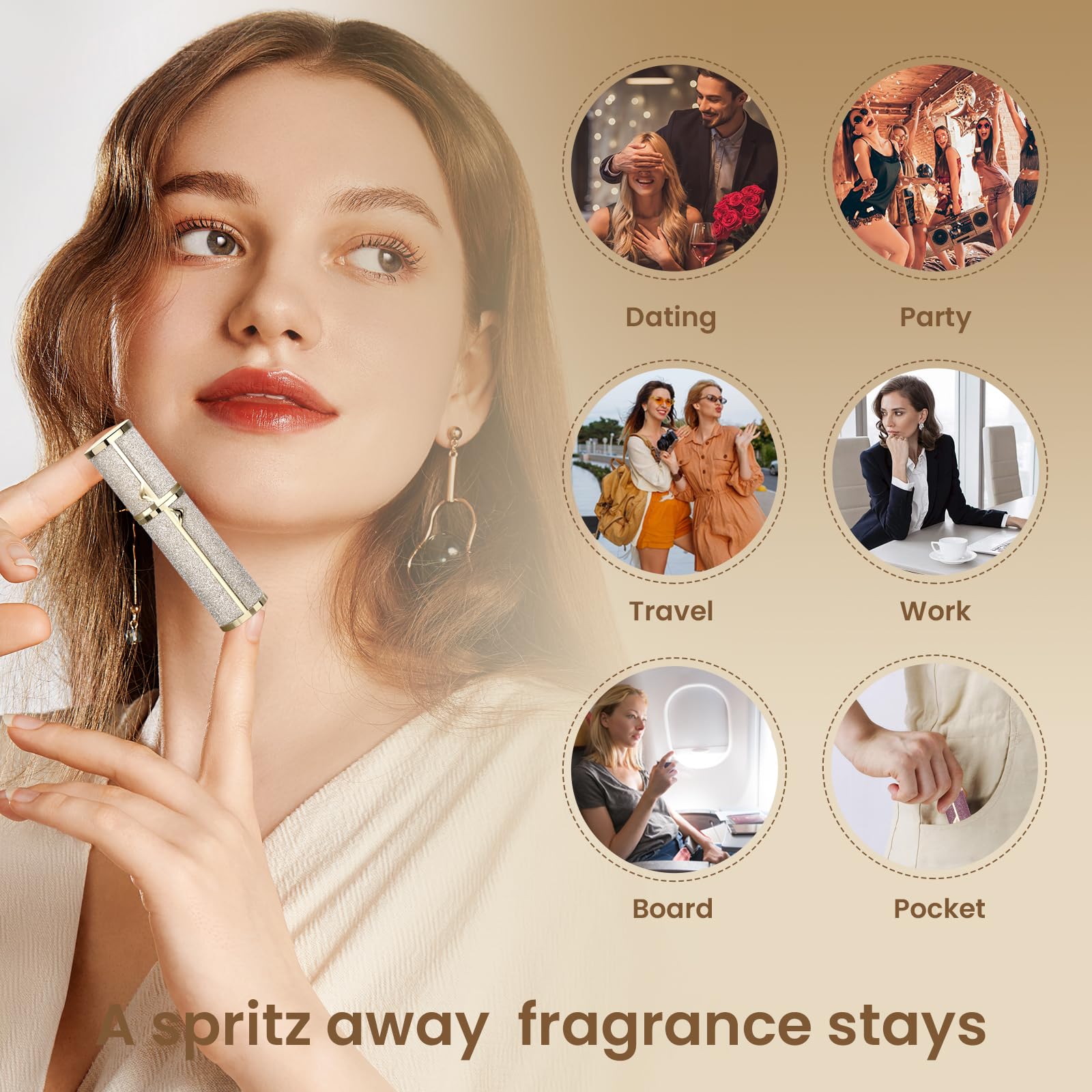 EZEJIAO bling design emphasizes gift-ready travel perfume bottle style.