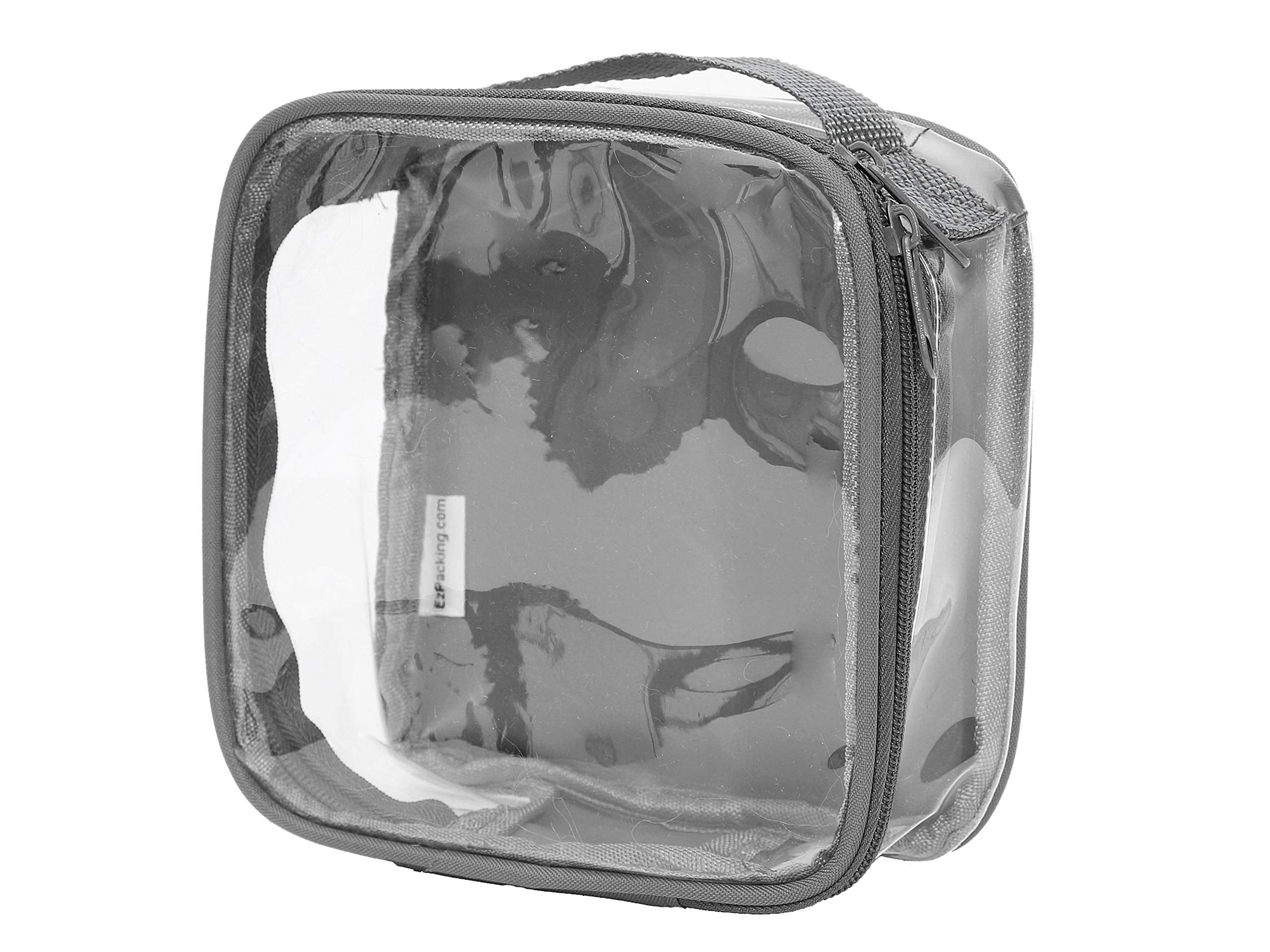 EzPacking clear TSA-approved travel toiletry bag front view for easy security checks.