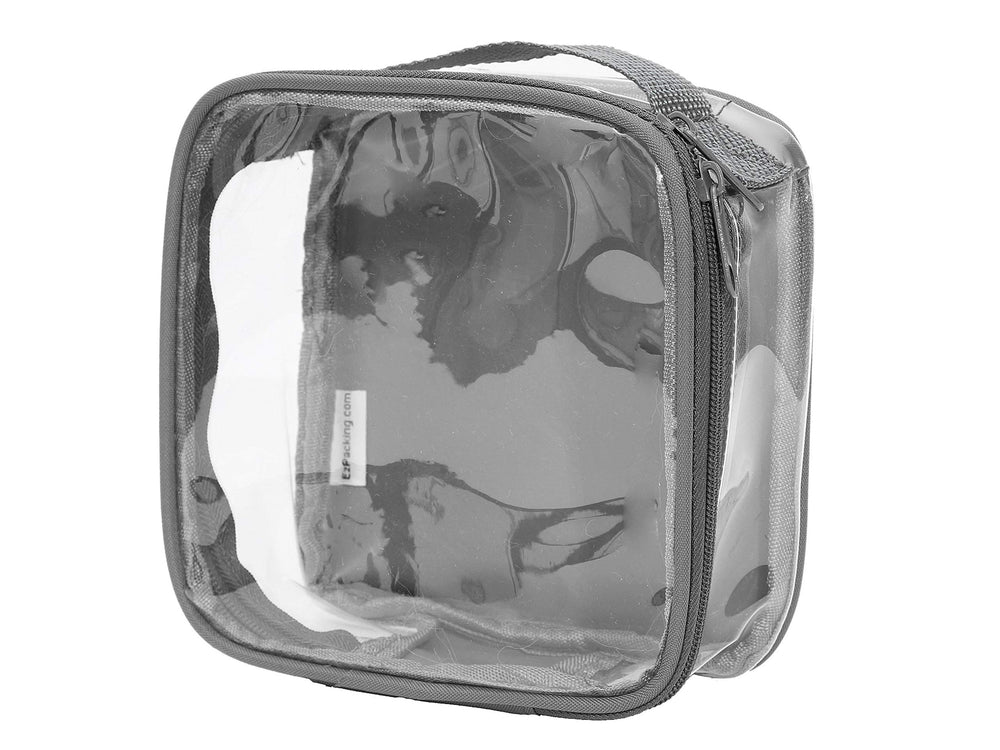EzPacking clear TSA-approved travel toiletry bag front view for easy security checks.