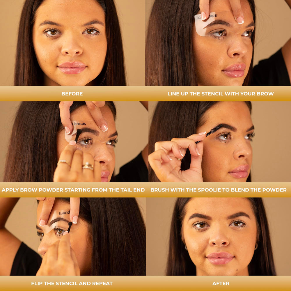 Fab Brows eyebrow shaper kit includes stencils and a mirror for on-the-go touch-ups.