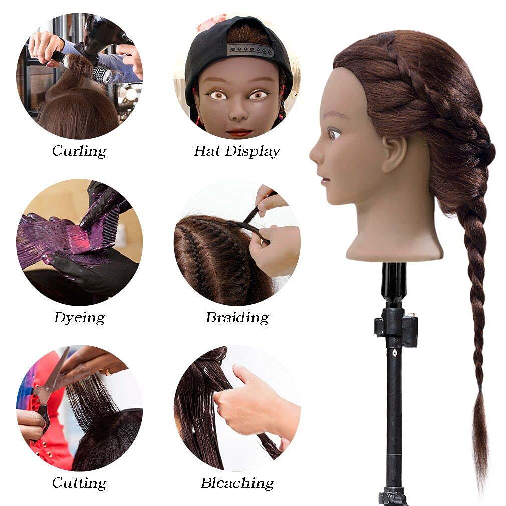 FABA mannequin head ready for braiding practice on real hair for skill-building.