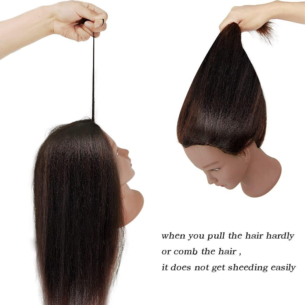 FABA 100% real hair mannequin head with afro kinky texture for braiding practice.