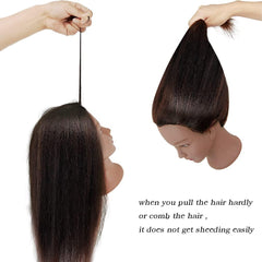 FABA 100% real hair mannequin head with afro kinky texture for braiding practice.