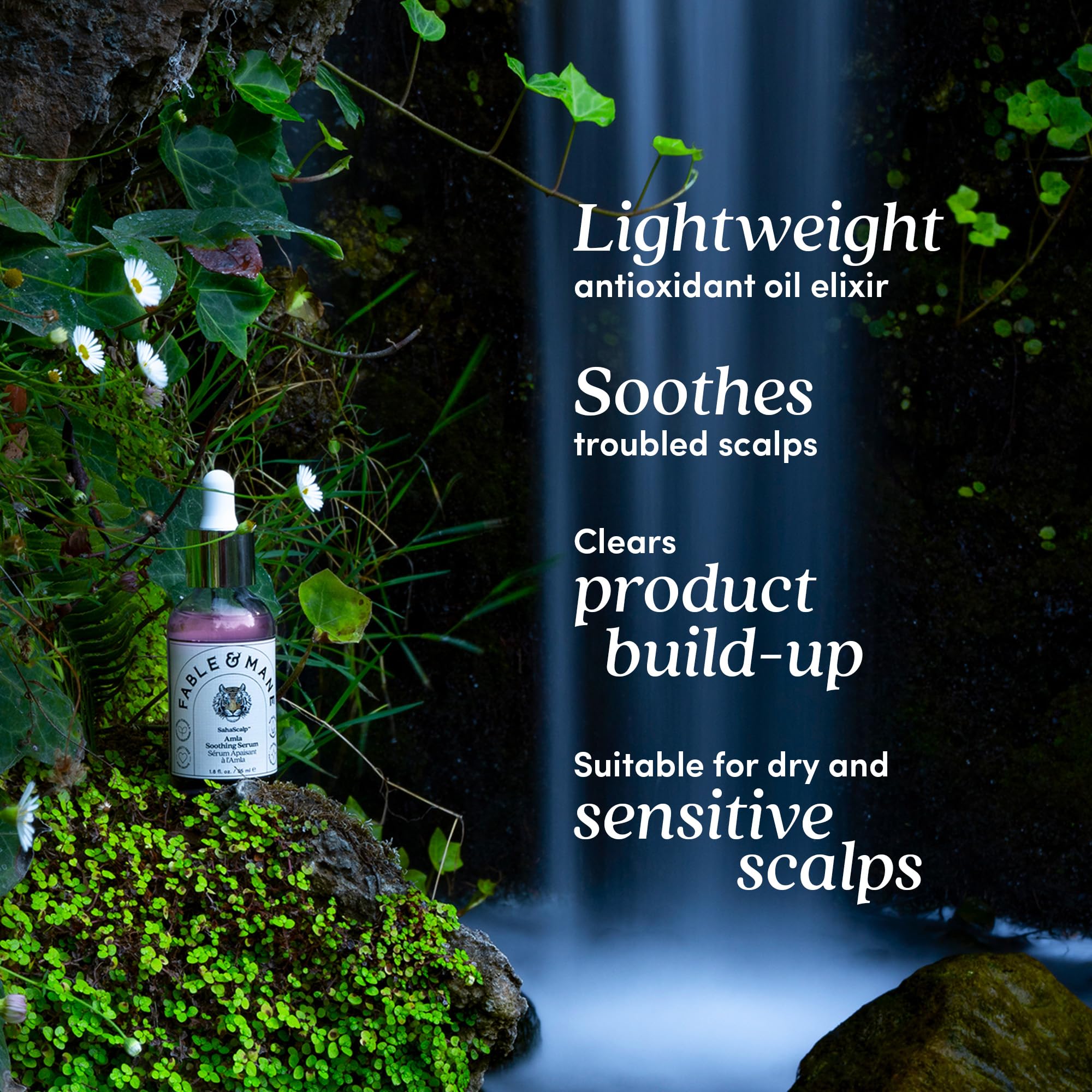Fable & Mane Amla Serum ingredients view highlights natural botanicals.